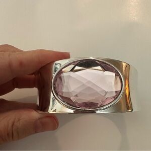 3/30 Silver and Pink Hinged Cuff Bracelet